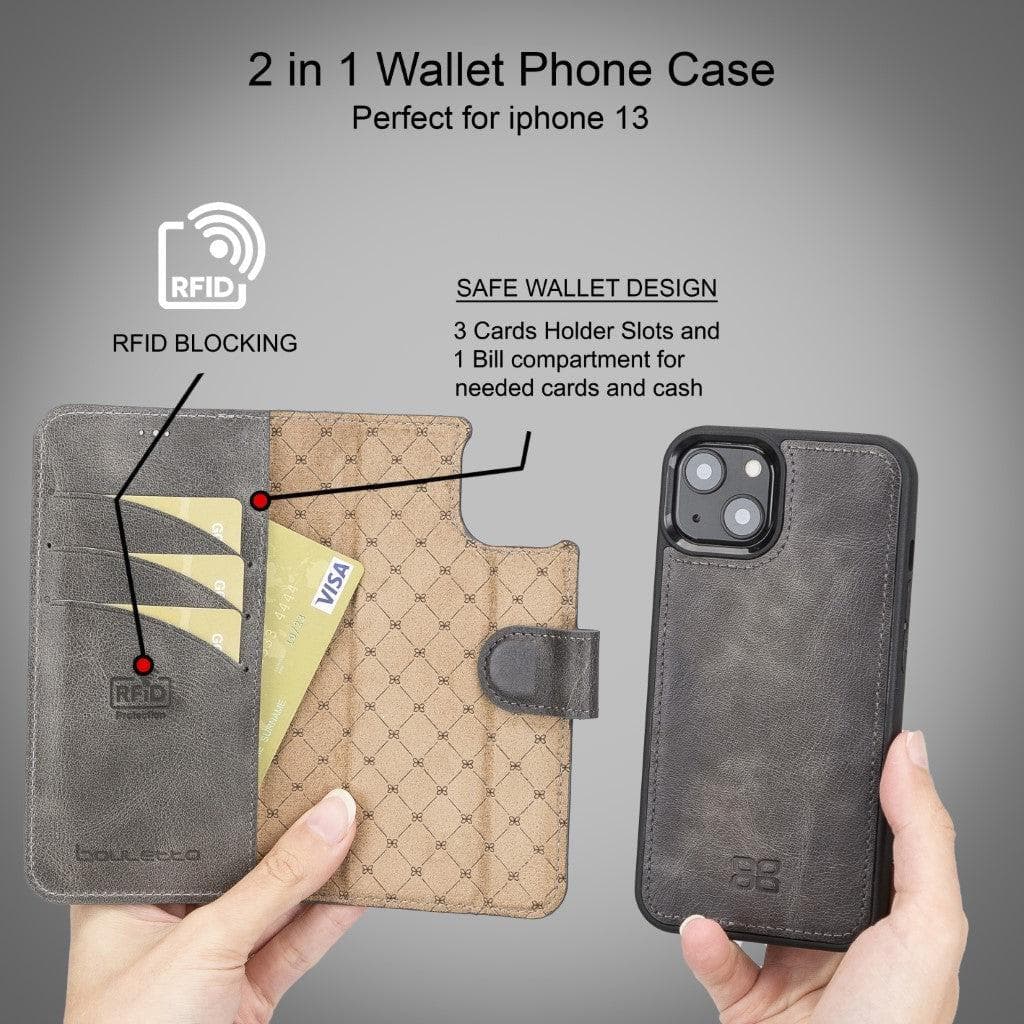 Magic iPhone 13 Pro Max Detachable Genuine Leather Wallet Case