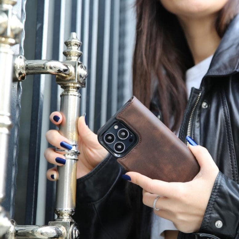 Magic iPhone 13 Pro Max Detachable Genuine Leather Wallet Case