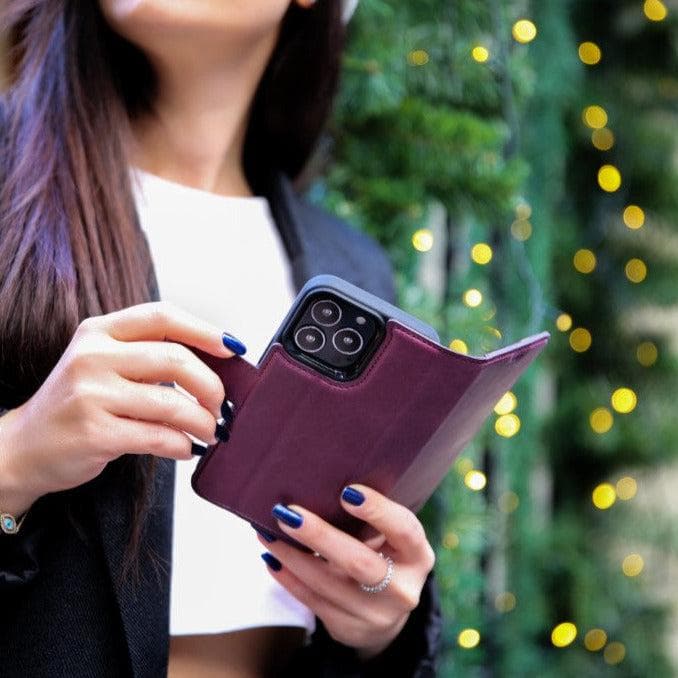 Magic iPhone 13 Mini Detachable Genuine Leather Wallet Case