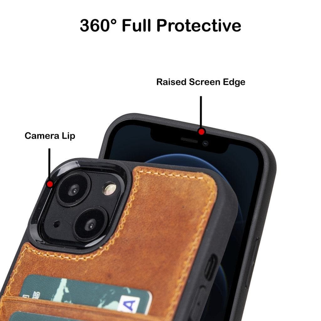Flex Cover Genuine Leather iPhone 13 Case with Card Holder