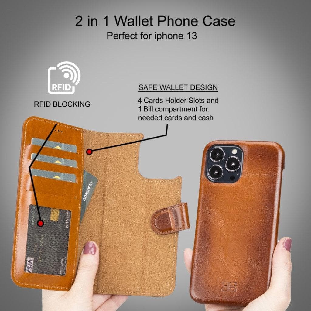 F360 Magic Genuine Leather iPhone 13 Pro Max Detachable Wallet Case