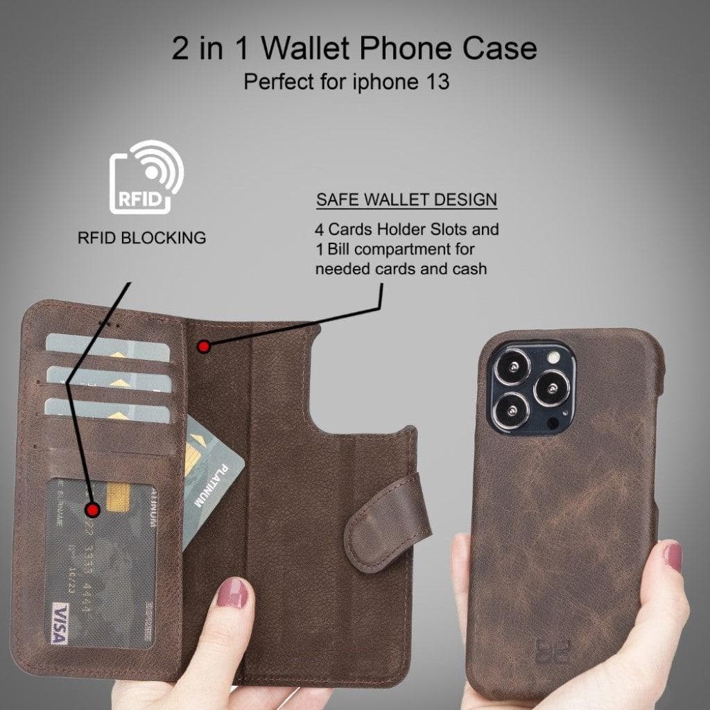 F360 Magic Genuine Leather iPhone 13 Detachable Wallet Case