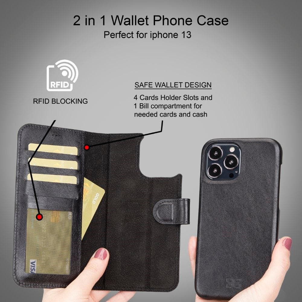 F360 Magic Genuine Leather iPhone 13 Pro Max Detachable Wallet Case