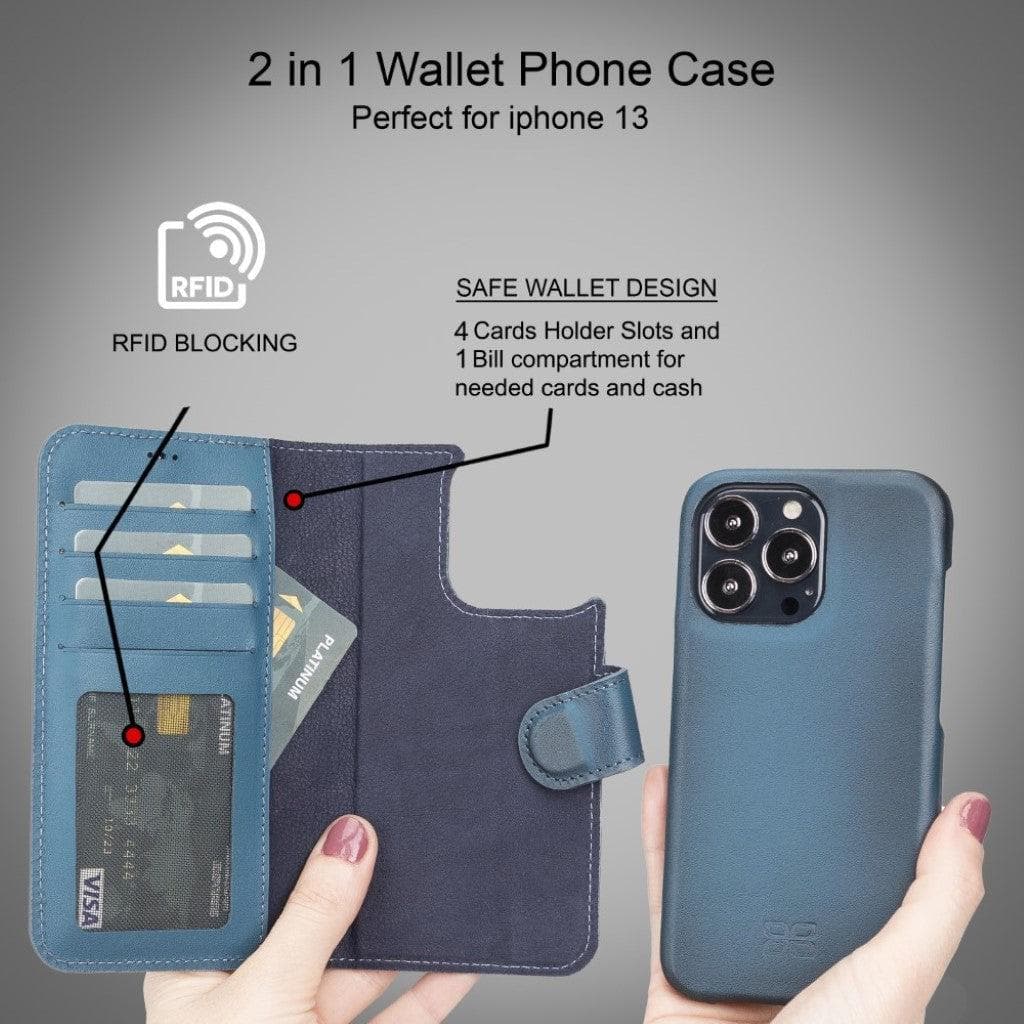 F360 Magic Genuine Leather iPhone 13 Pro Max Detachable Wallet Case