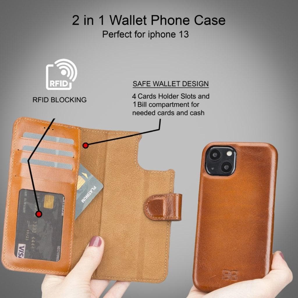 F360 Magic Genuine Leather iPhone 13 Detachable Wallet Case