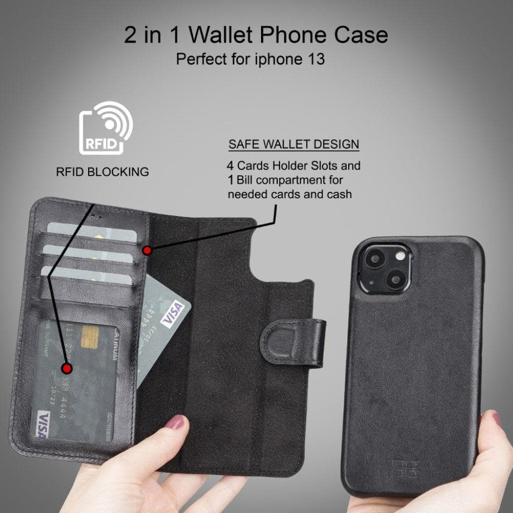 F360 Magic Genuine Leather iPhone 13 Detachable Wallet Case