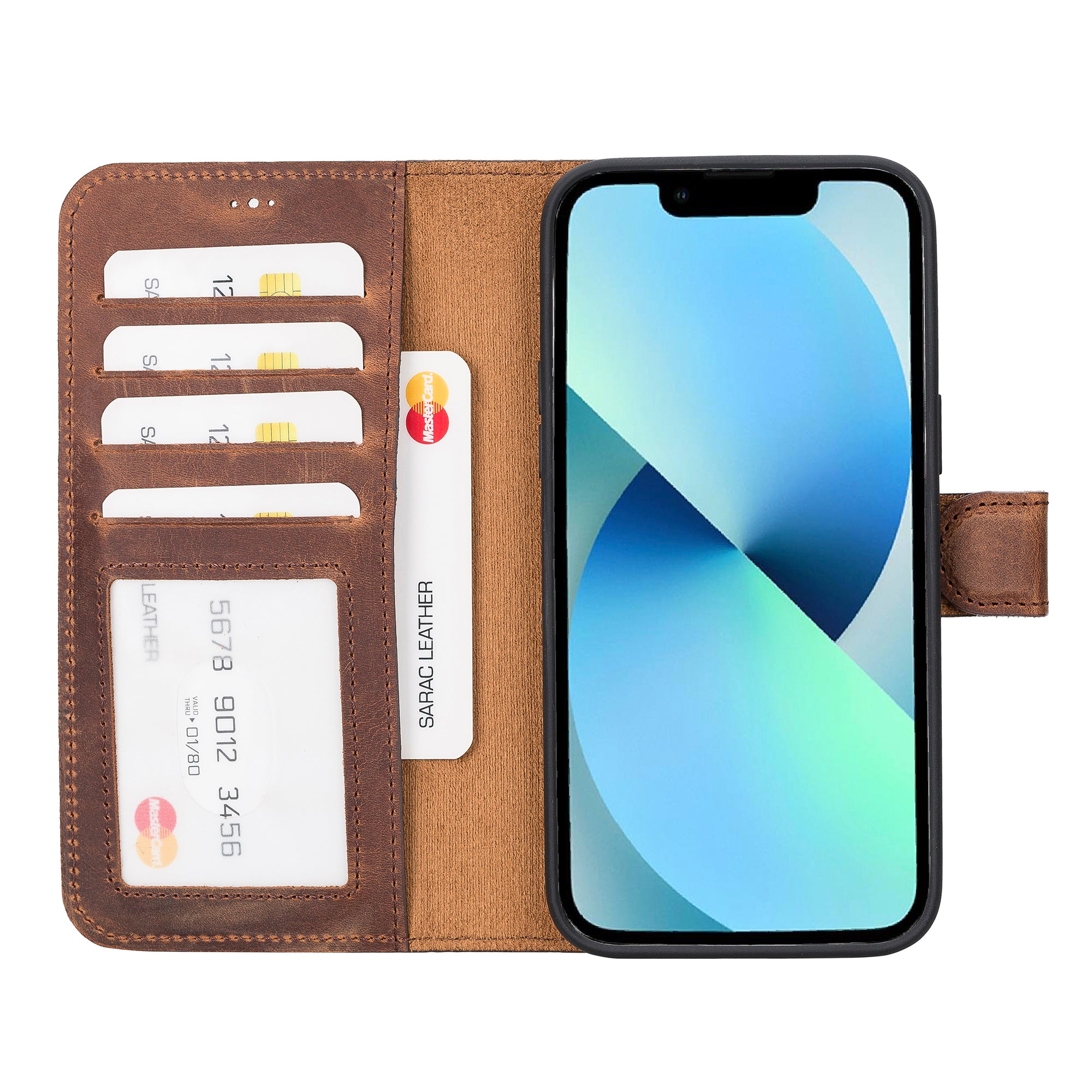 Liluri iPhone 16 Series Magnetic Detachable Genuine Leather Wallet Case