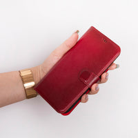 Magic Magnetic Detachable Leather Wallet Case with RFID for iPhone 15 Plus (6.7") - RED