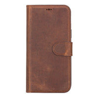 Liluri Magnetic Detachable Leather Wallet Case for iPhone 15 Pro (6.1") - BROWN