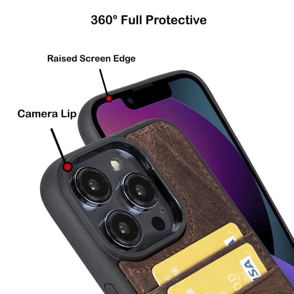 Flex Cover Genuine Leather iPhone 15 Case with Card Holder