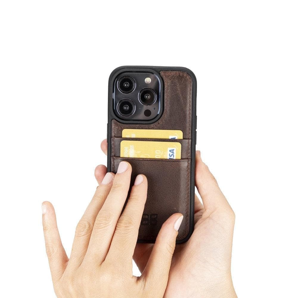 Flex Cover Genuine Leather iPhone 15 Case with Card Holder