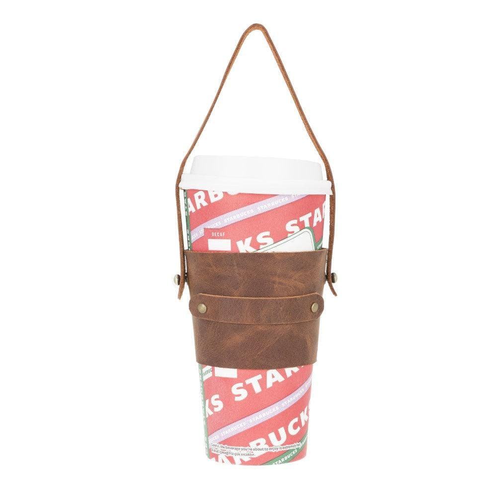Patras Genuine Leather Coffee Cup Case