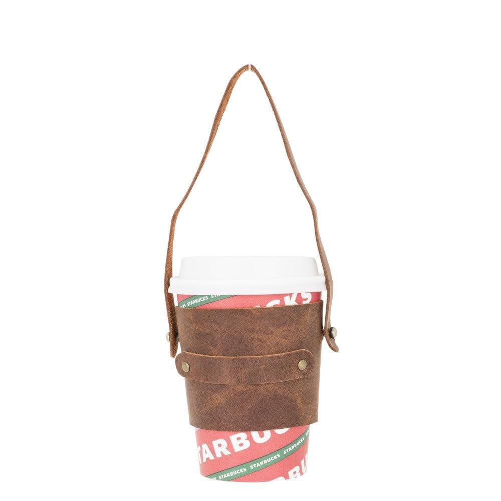 Patras Genuine Leather Coffee Cup Case