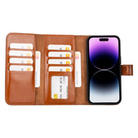 Santa Magnetic Detachable Leather Wallet Case for iPhone 15 Pro Max (6.7") - TAN