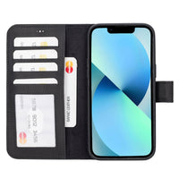 Liluri Magnetic Detachable Leather Wallet Case for iPhone 15 Pro Max (6.7") - BLACK