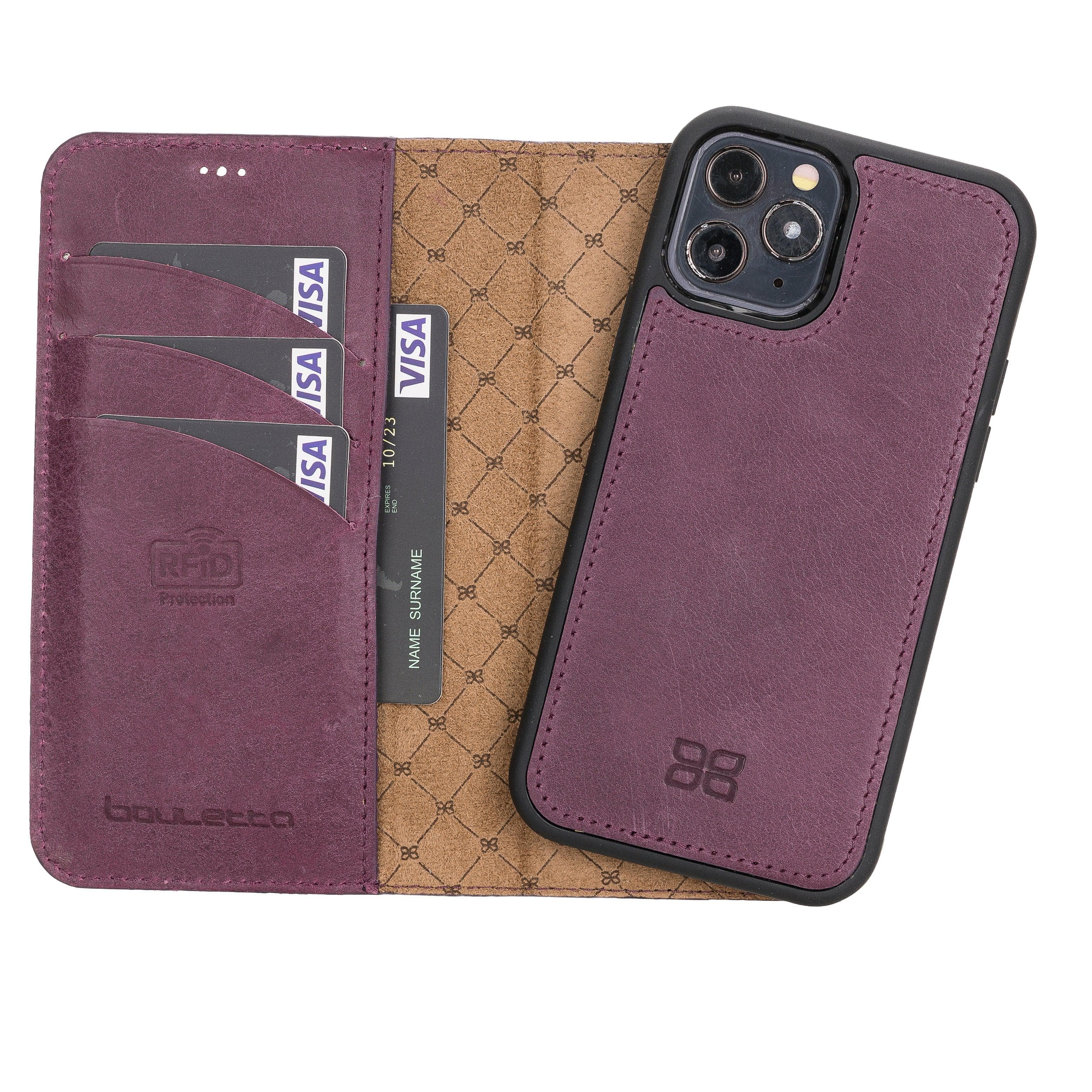 Magic iPhone 12 / 12 Pro Genuine Leather Detachable Wallet Case