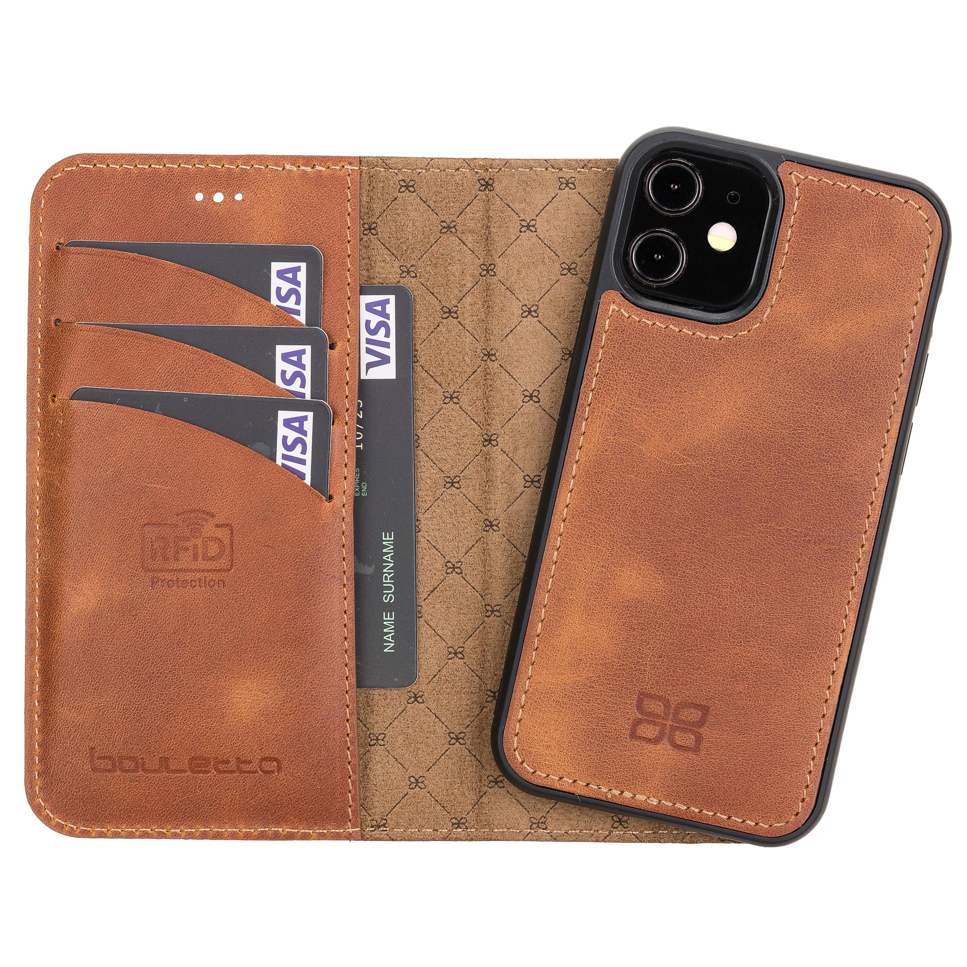 Magic iPhone 12 / 12 Pro Genuine Leather Detachable Wallet Case