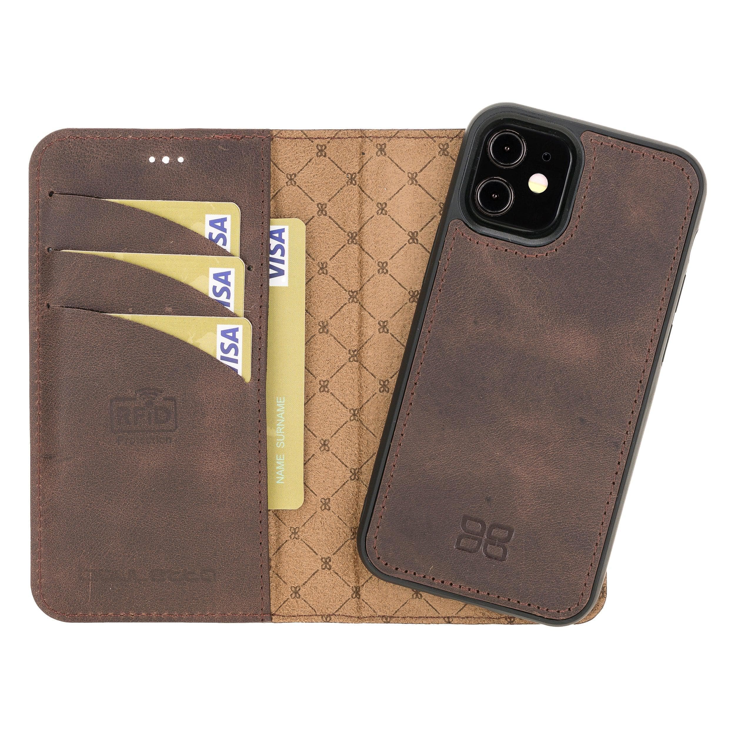 Magic iPhone 12 / 12 Pro Genuine Leather Detachable Wallet Case