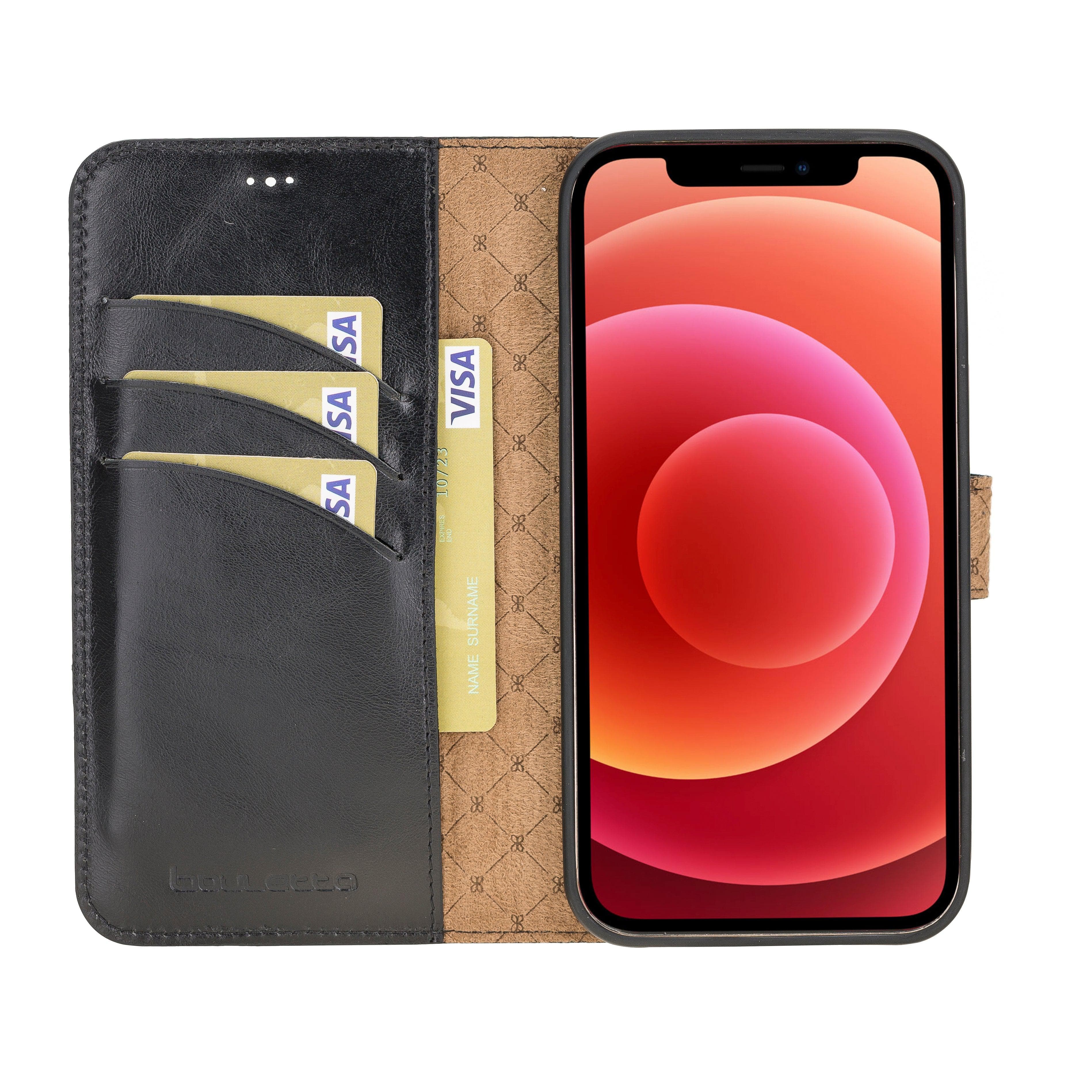 Magic iPhone 12 Pro Max Hakiki Deri Çıkarılabilir Cüzdan Kılıf