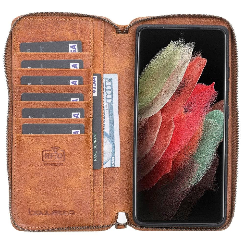 Pouch Magic Samsung Galaxy S21 Ultra Detachable Genuine Leather Wallet Case