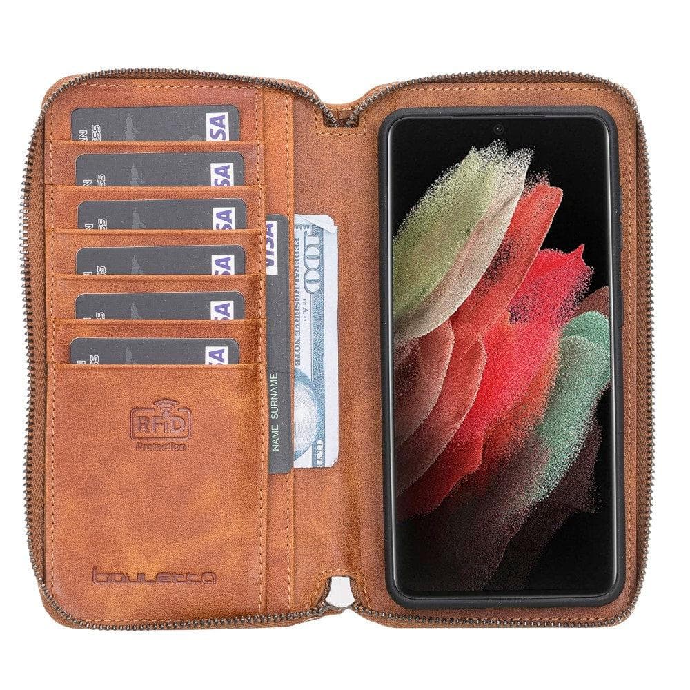 Pouch Magic Samsung Galaxy S21 Ultra Detachable Genuine Leather Wallet Case