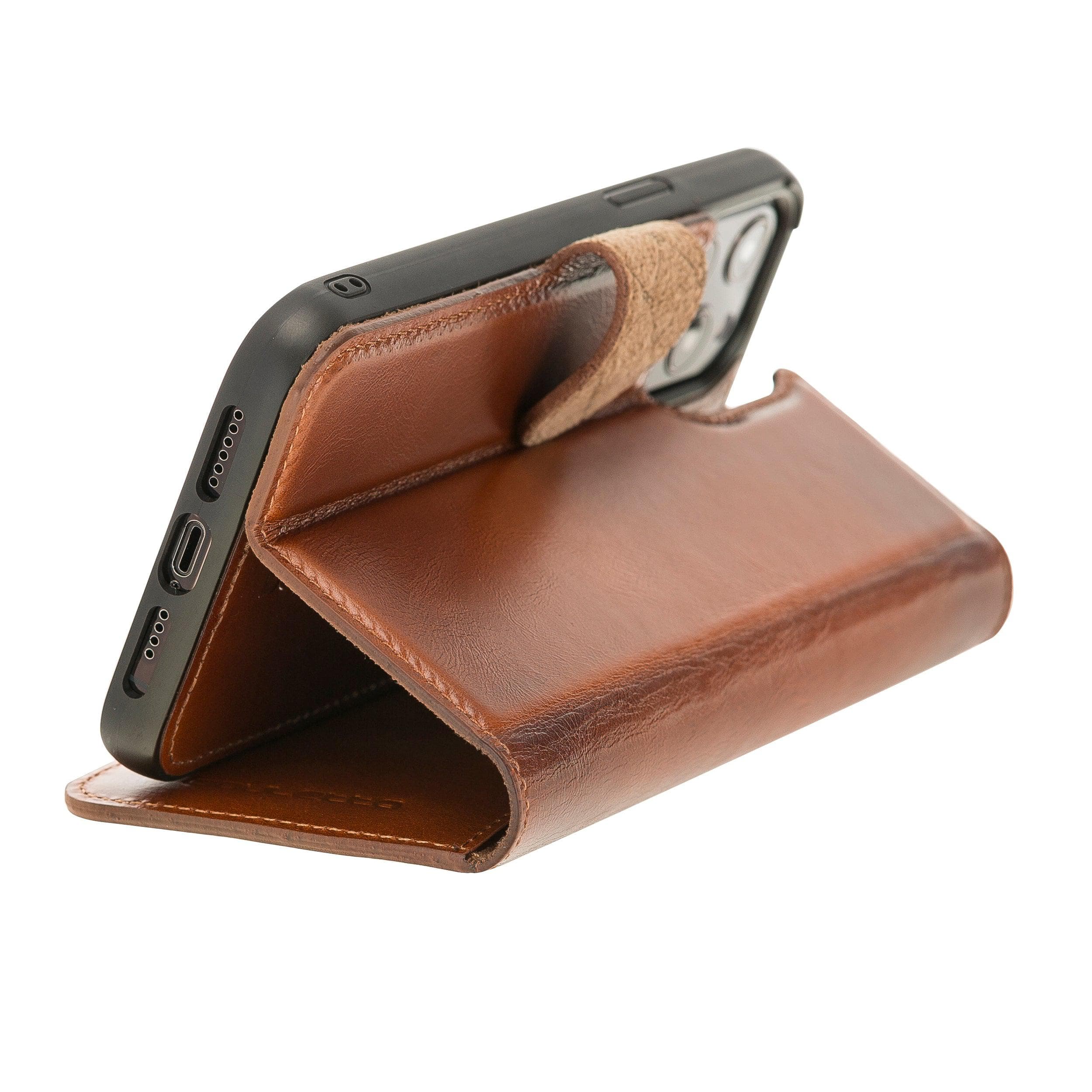 Magic iPhone 12 / 12 Pro Genuine Leather Detachable Wallet Case