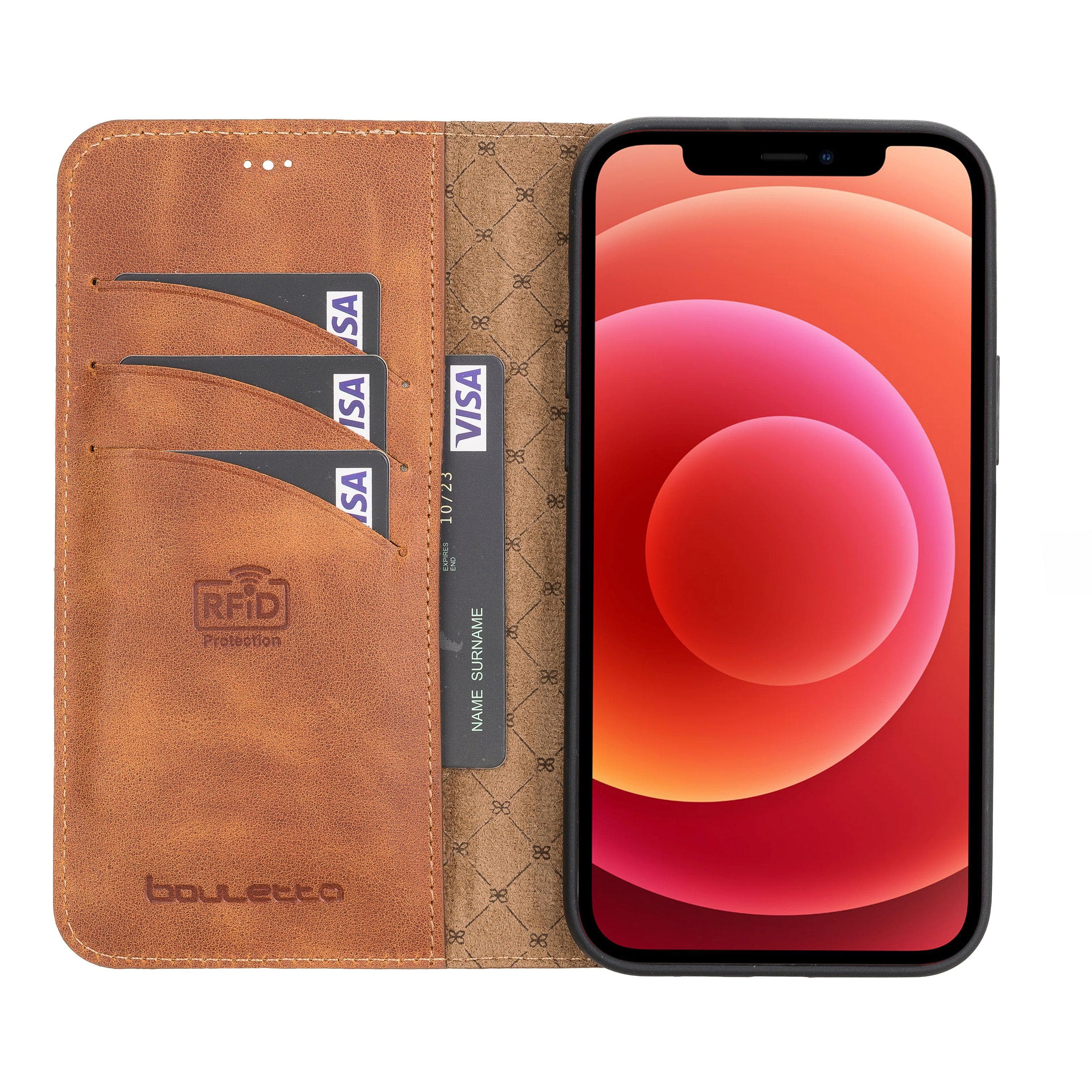 Magic iPhone 12 Pro Max Hakiki Deri Çıkarılabilir Cüzdan Kılıf