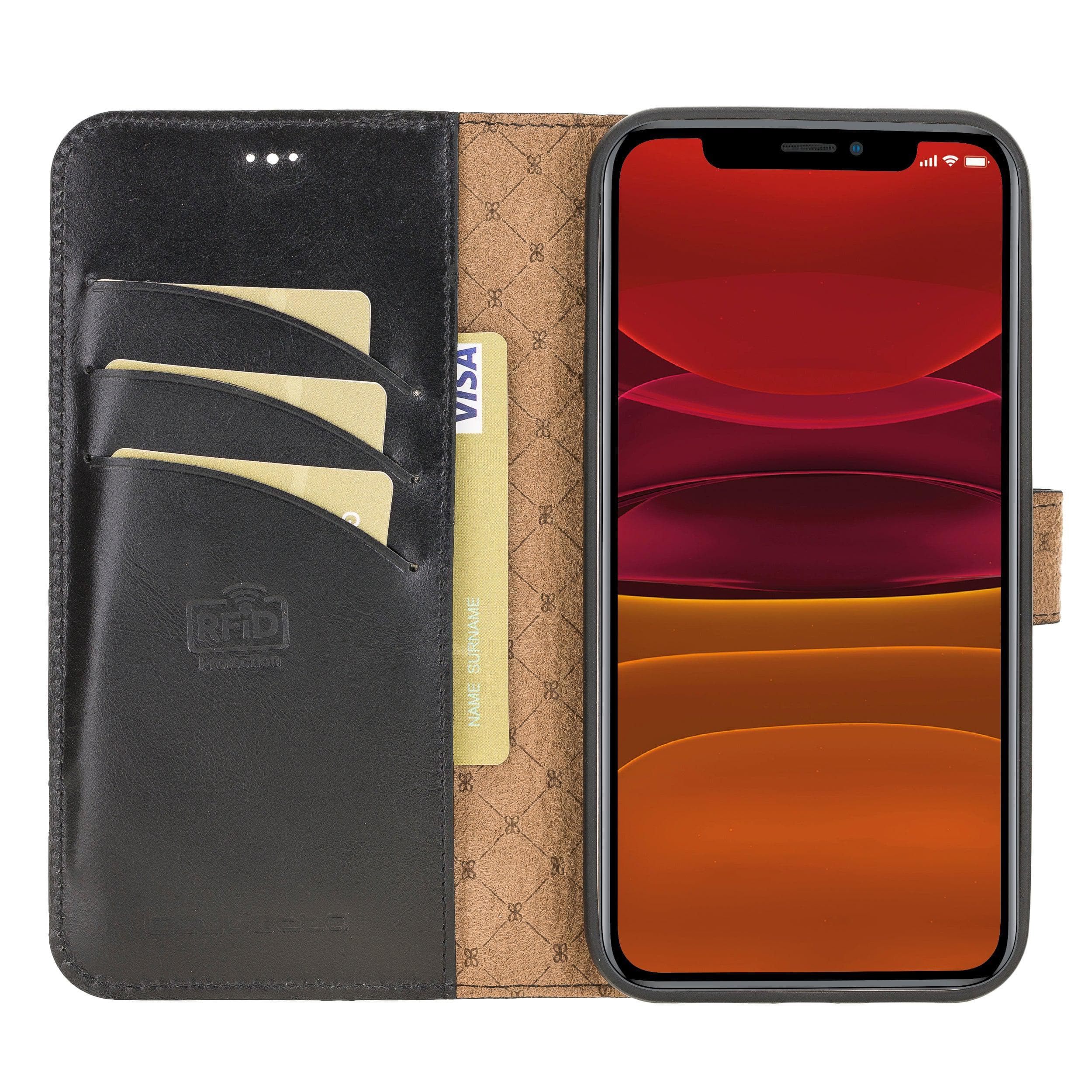 Magic iPhone 12 Pro Max Hakiki Deri Çıkarılabilir Cüzdan Kılıf