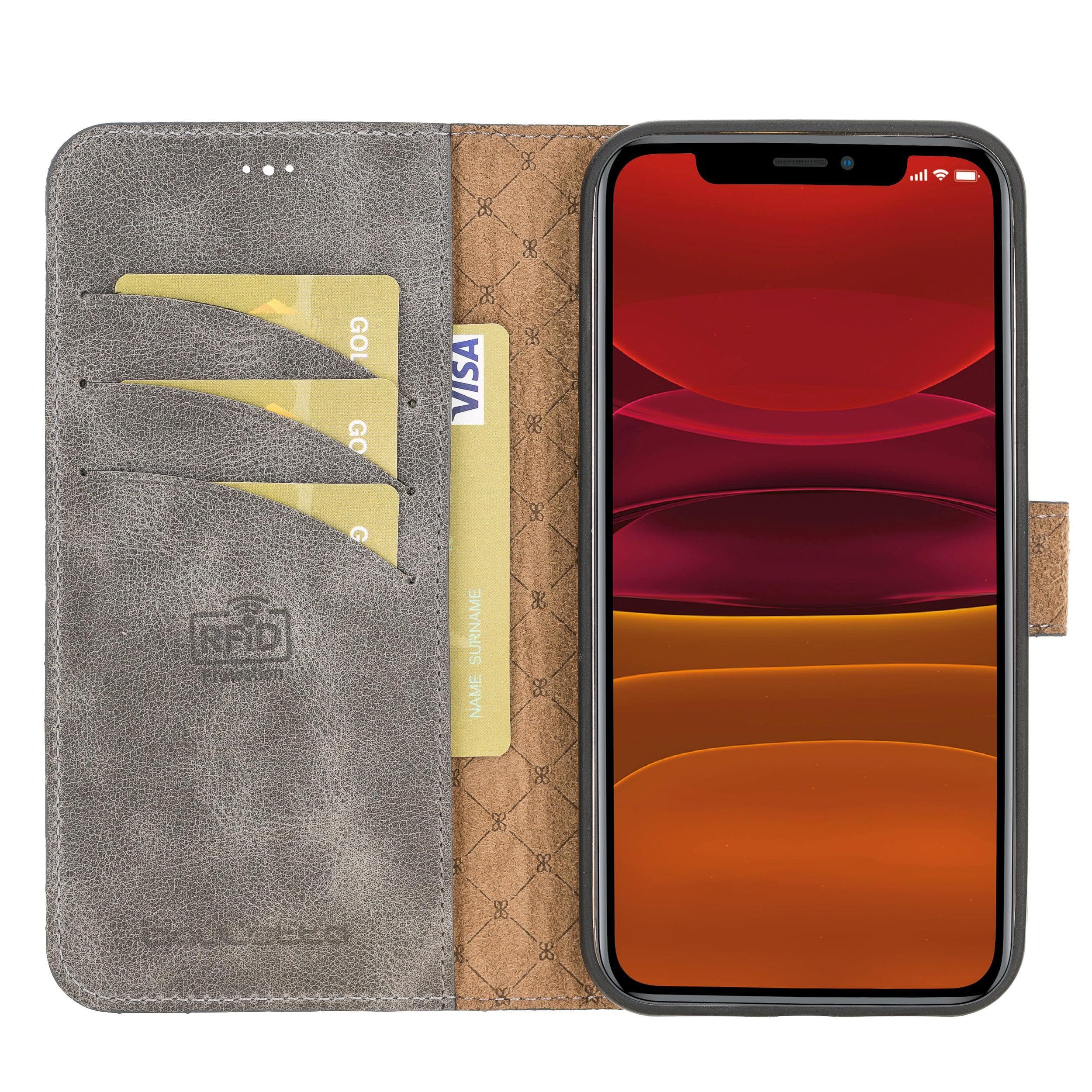 Magic iPhone 12 Pro Max Hakiki Deri Çıkarılabilir Cüzdan Kılıf