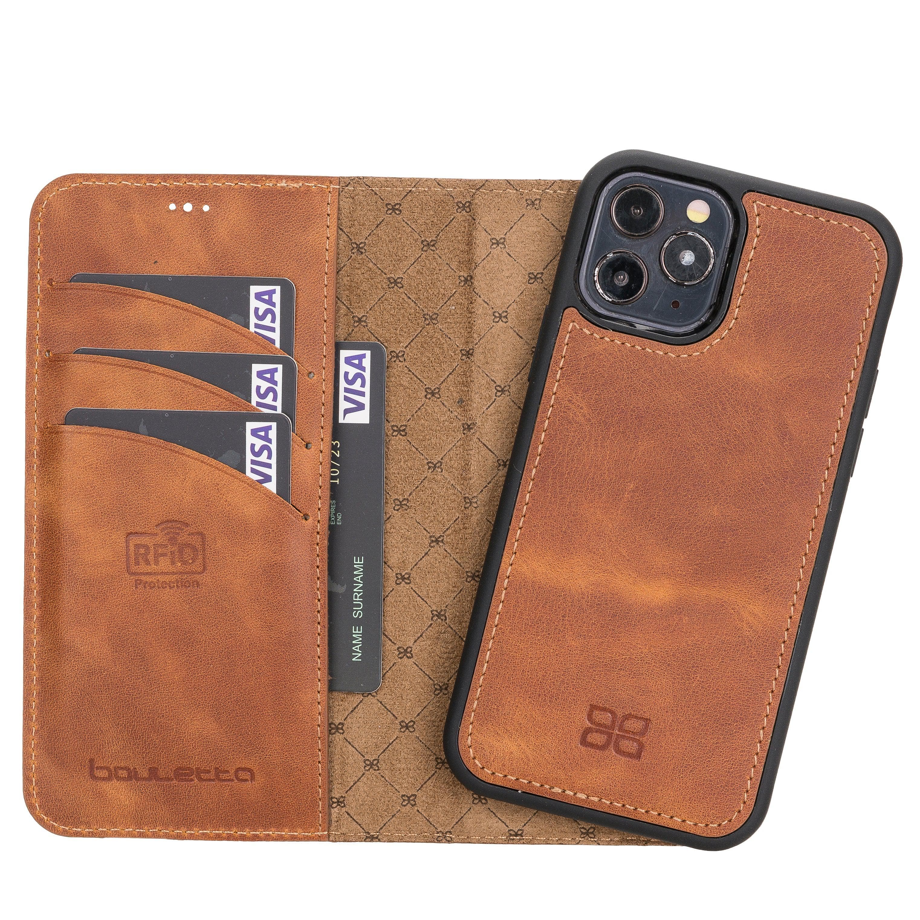 Magic iPhone 12 / 12 Pro Genuine Leather Detachable Wallet Case