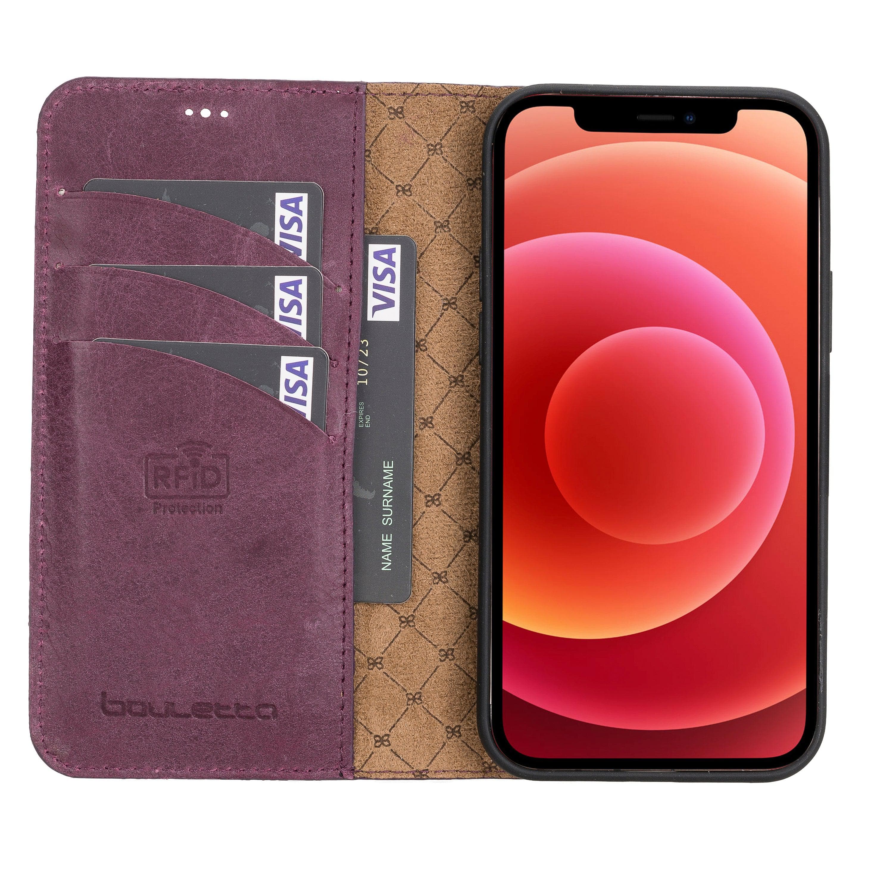 Magic iPhone 12 / 12 Pro Genuine Leather Detachable Wallet Case