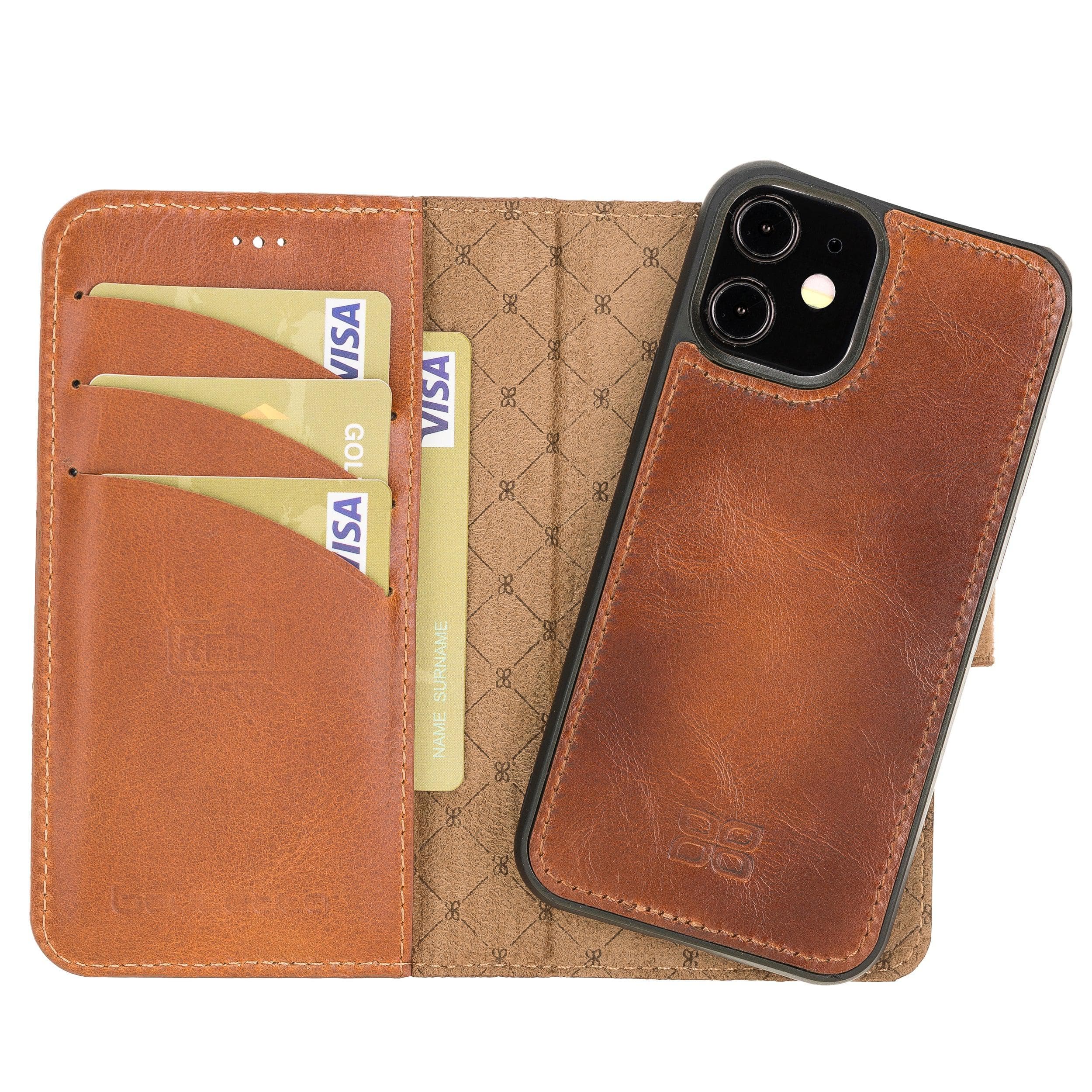 Magic iPhone 12 Mini Genuine Leather Detachable Wallet Case