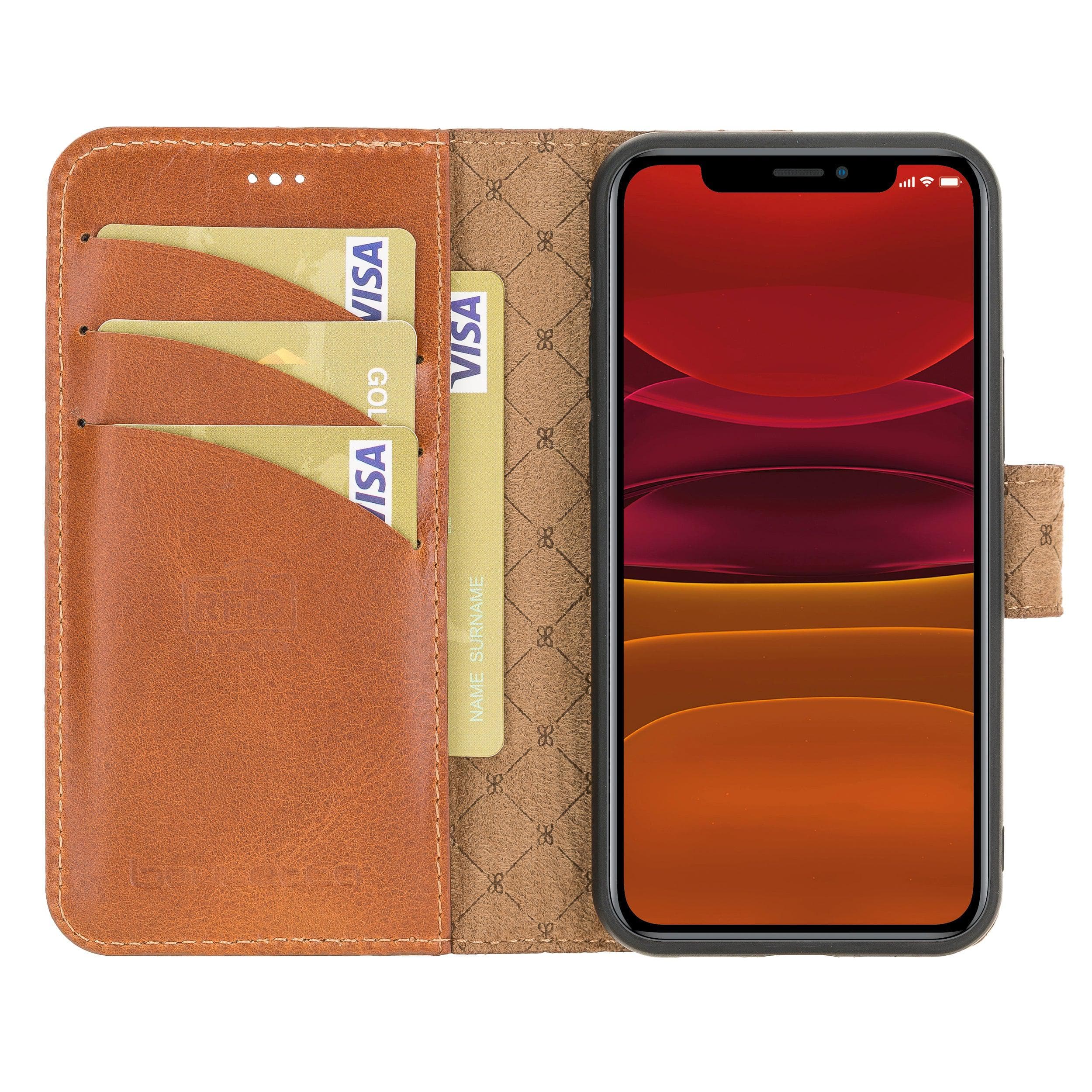 Magic iPhone 12 / 12 Pro Genuine Leather Detachable Wallet Case