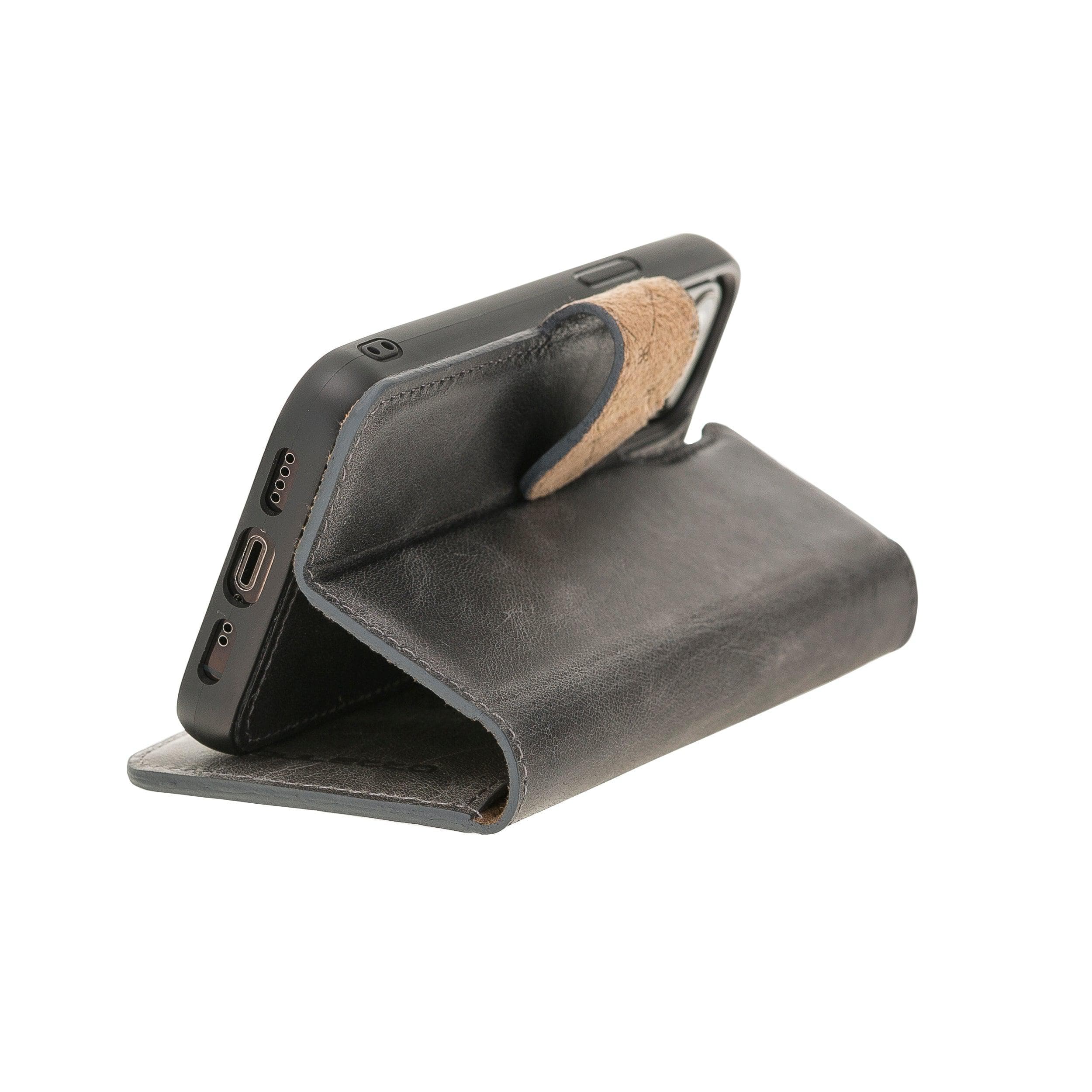 Magic iPhone 12 / 12 Pro Genuine Leather Detachable Wallet Case