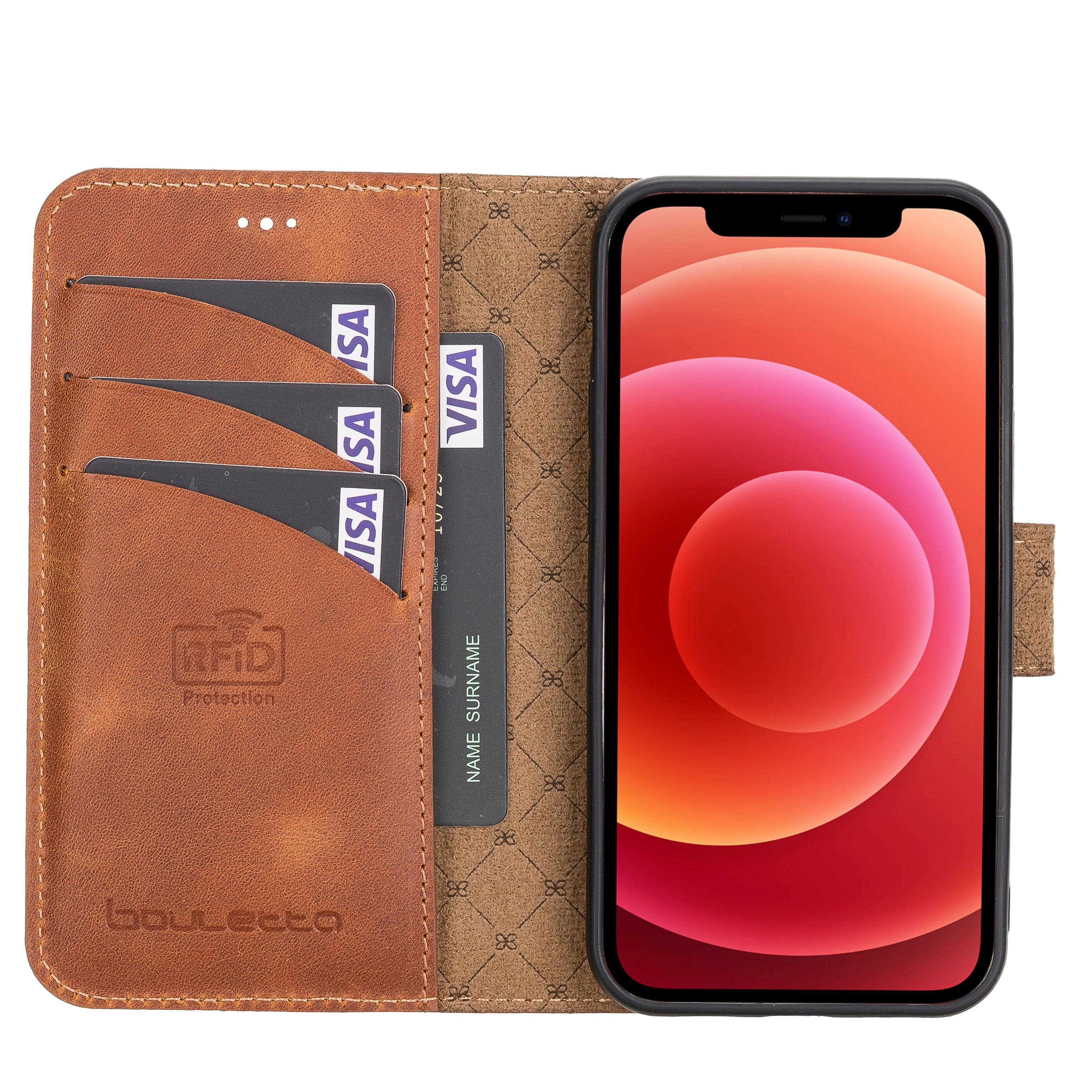 Magic iPhone 12 Pro Max Hakiki Deri Çıkarılabilir Cüzdan Kılıf
