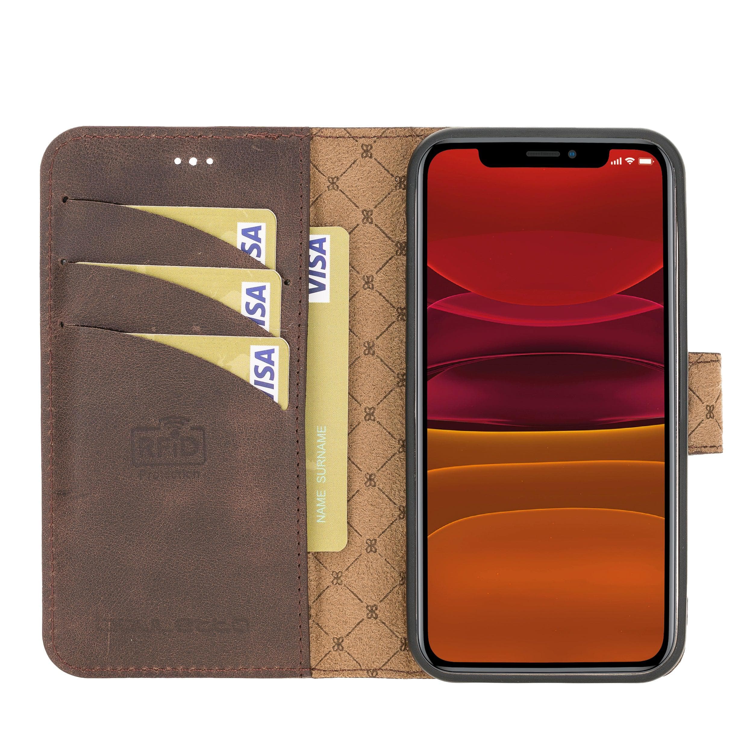 Magic iPhone 12 Pro Max Hakiki Deri Çıkarılabilir Cüzdan Kılıf