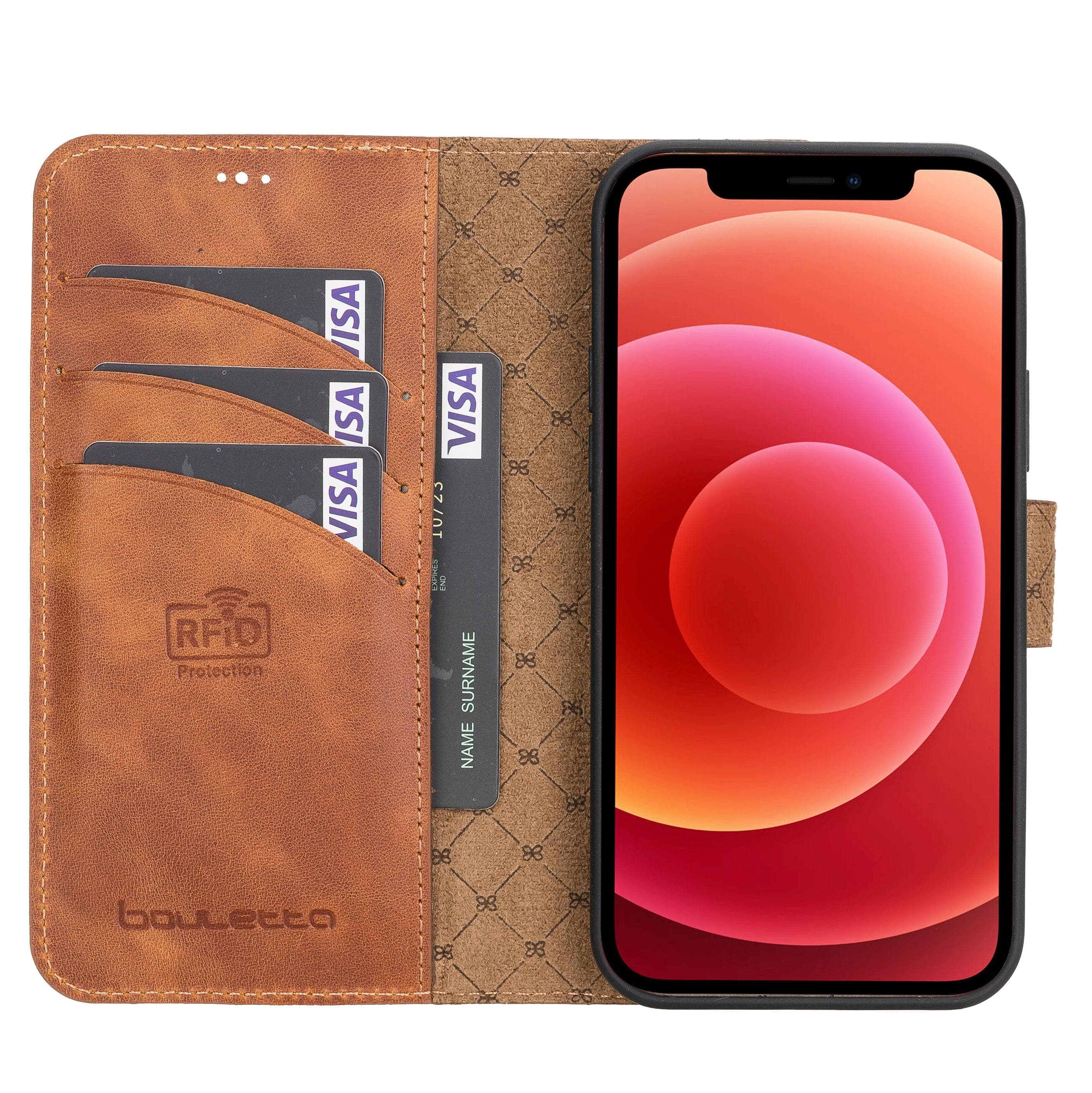 Magic iPhone 12 / 12 Pro Genuine Leather Detachable Wallet Case