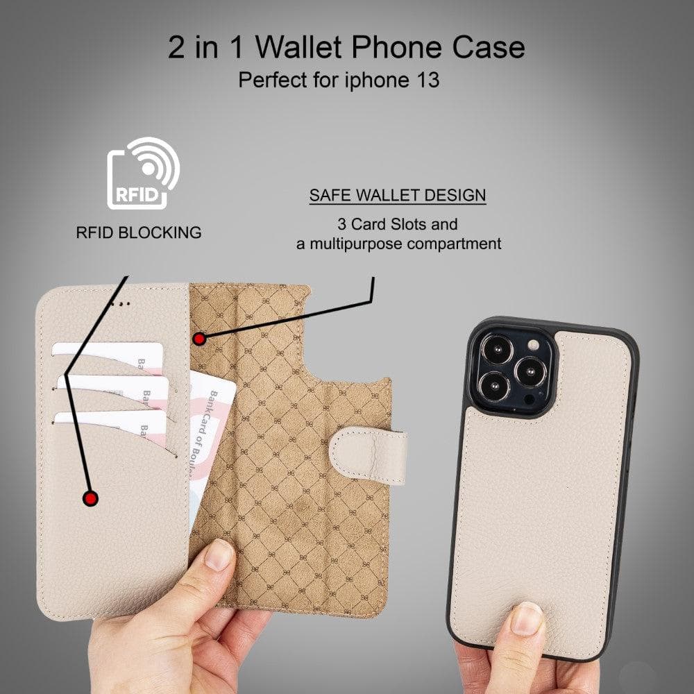 Magic iPhone 13 Detachable Genuine Colorful Leather Wallet Case