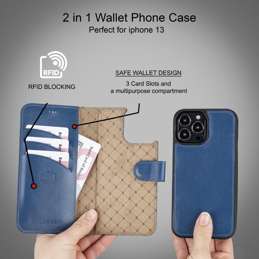 Magic iPhone 13 Detachable Genuine Colorful Leather Wallet Case