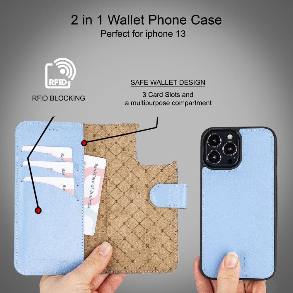 Magic iPhone 13 Detachable Genuine Colorful Leather Wallet Case