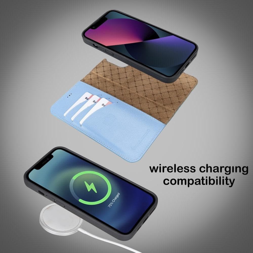 Magic iPhone 13 Detachable Genuine Colorful Leather Wallet Case