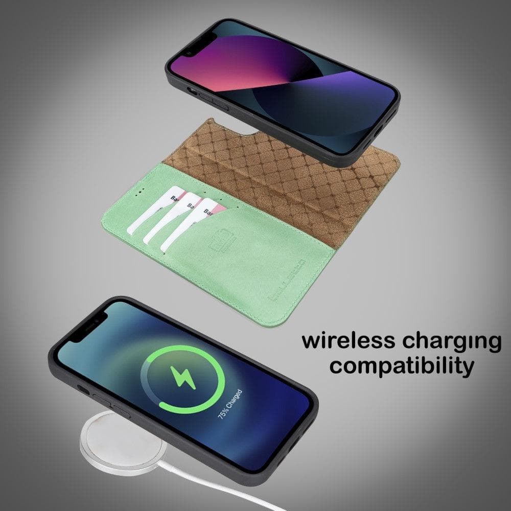 Magic iPhone 13 Detachable Genuine Colorful Leather Wallet Case