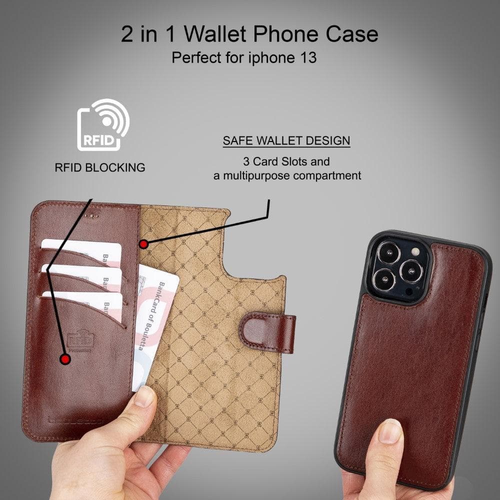 Magic iPhone 13 Pro Max Detachable Genuine Colorful Leather Wallet Case