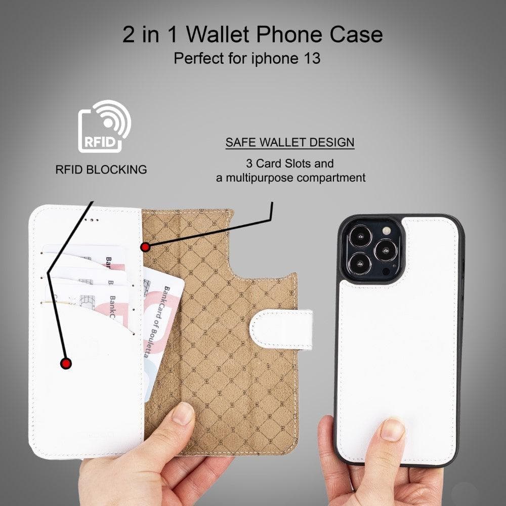 Magic iPhone 13 Detachable Genuine Colorful Leather Wallet Case