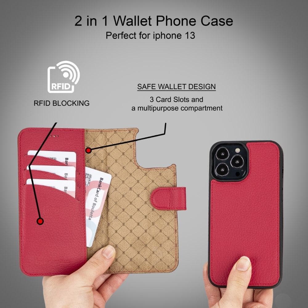 Magic iPhone 13 Detachable Genuine Colorful Leather Wallet Case