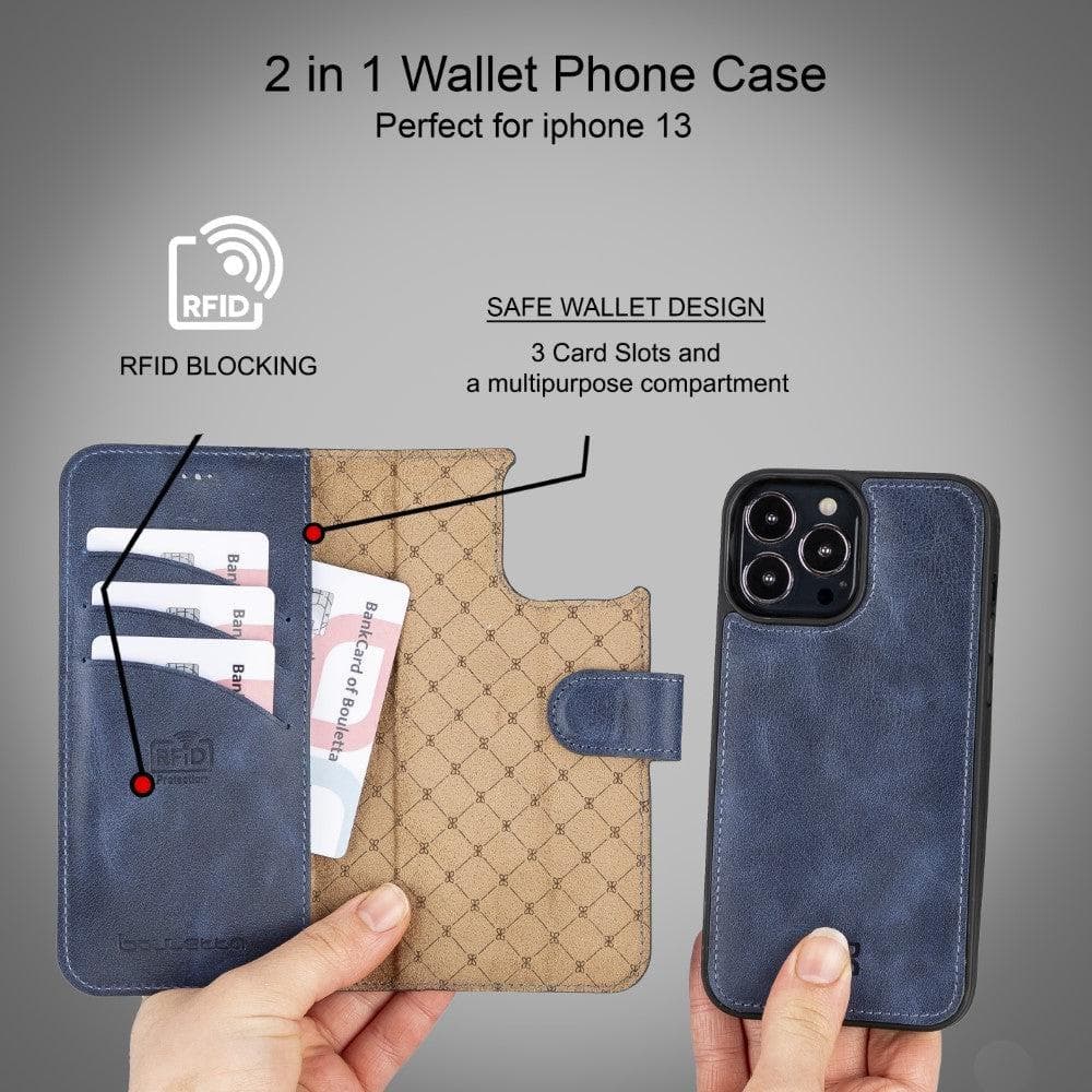 Magic iPhone 13 Detachable Genuine Colorful Leather Wallet Case