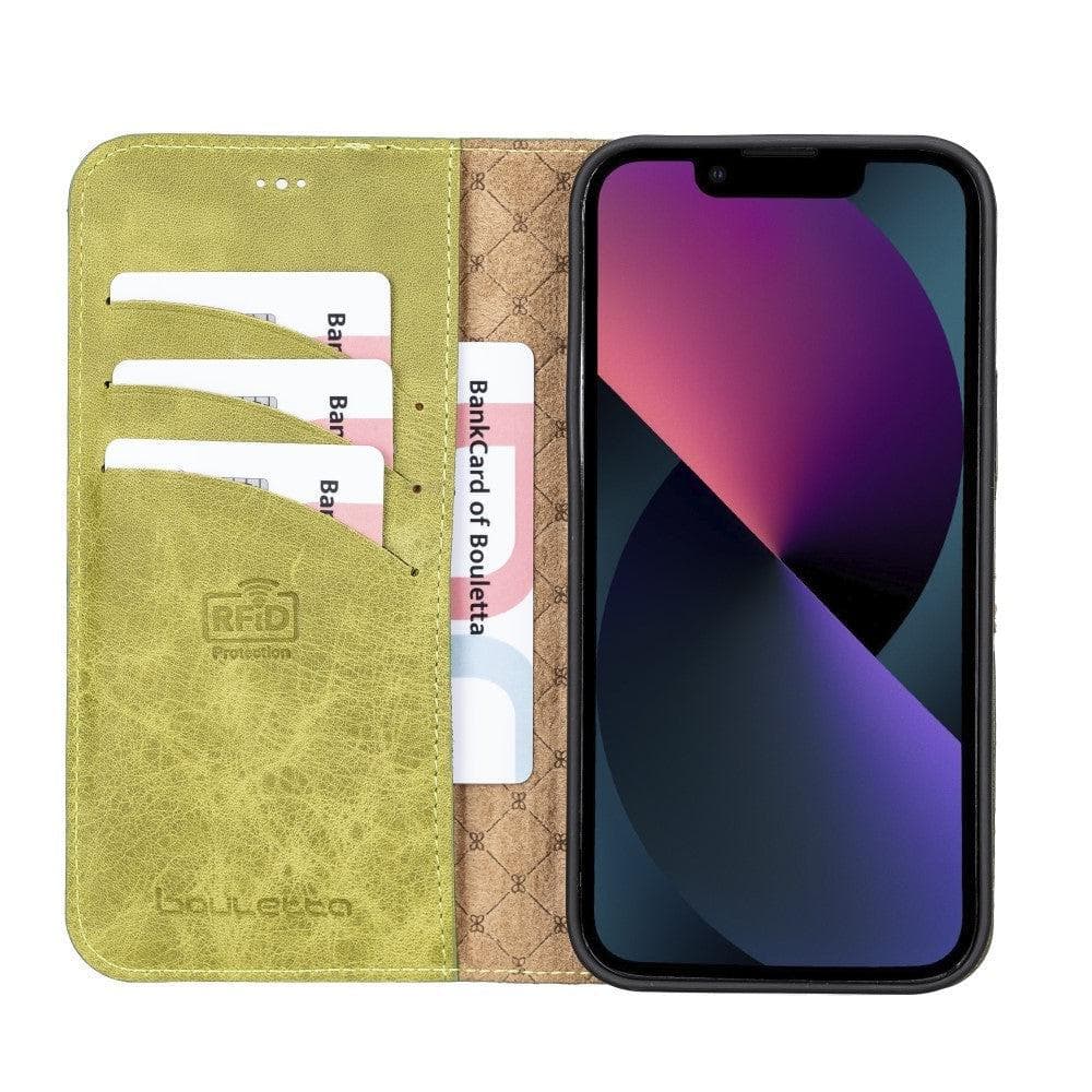 Magic iPhone 13 Detachable Genuine Colorful Leather Wallet Case