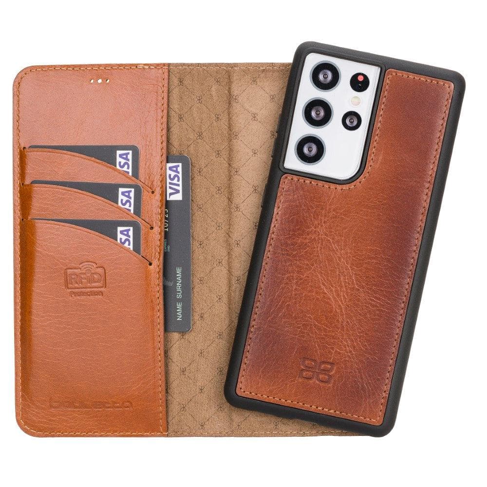 Magic Samsung Galaxy S21 Plus Detachable Genuine Leather Wallet Case