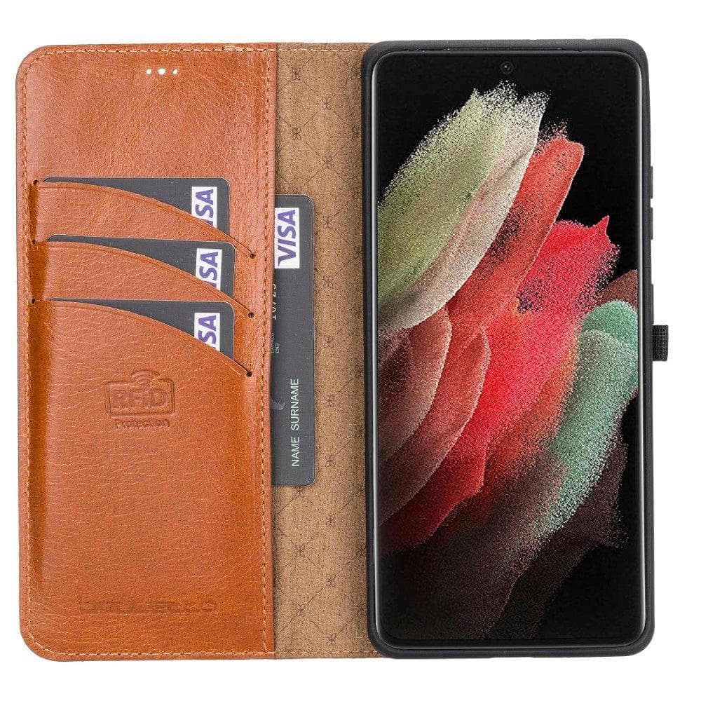 Magic Samsung Galaxy S21 Detachable Genuine Leather Wallet Case