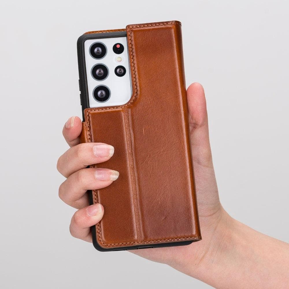 Magic Samsung Galaxy S21 Plus Detachable Genuine Leather Wallet Case